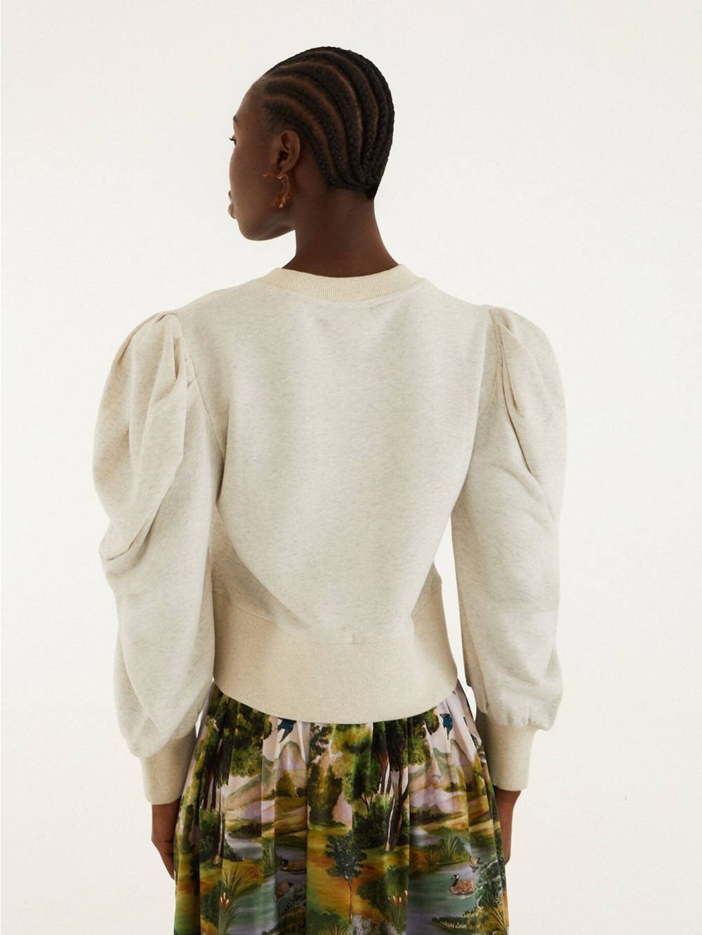 FARM RIO Grey Countryside Landscape Puff Sleeve Sweater - Picture 3 of 4